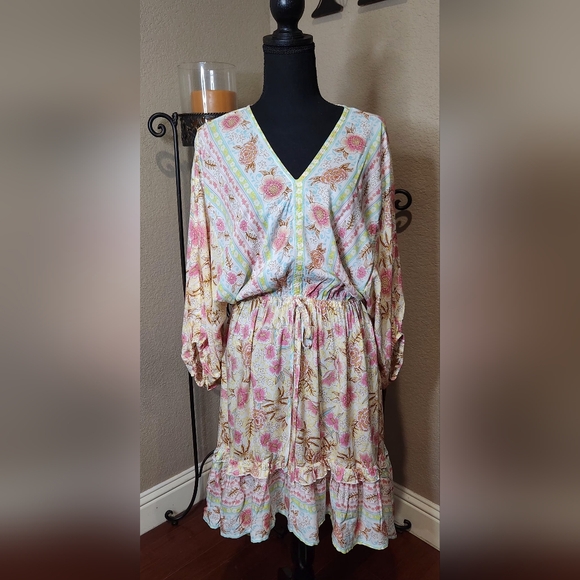 Umgee Dresses & Skirts - Umgee Romantic Cottage Core Bohemian Floral Ruffle V-Neck Dress. NWT. Size M
